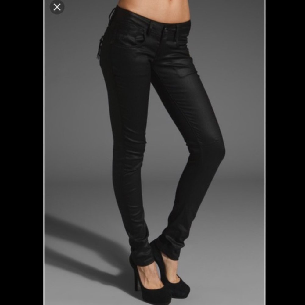 G-Star Fender Skinny wax coated black jeans